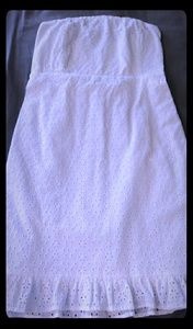 White Strapless Eyelet Dress